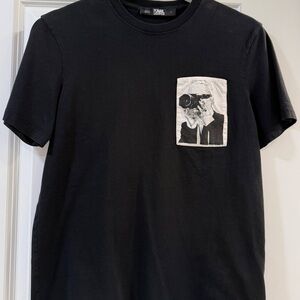 Karl Lagerfeld Black Tee with Graphic Pocket